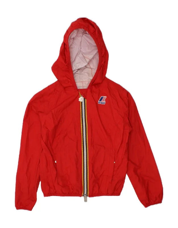 casual jackets for men -K-WAY Girls Hooded Rain Jacket 4-5 Years Red Polyamide