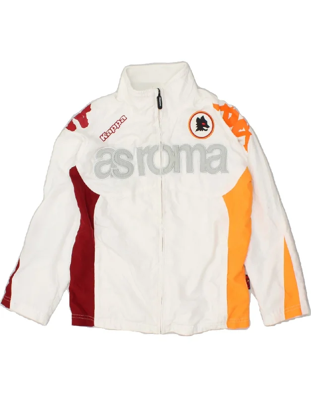 men's long jackets -KAPPA Boys As Roma Graphic Tracksuit Top Jacket 7-8 Years Medium White