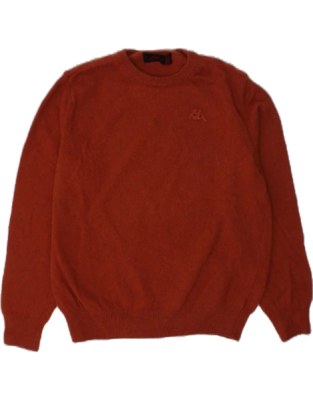 men's casual sweater cardigans -KAPPA Boys Crew Neck Jumper Sweater 7-8 Years Medium  Orange Lambswool