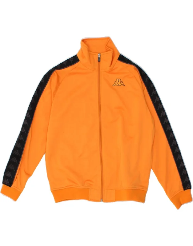 men's military jackets -KAPPA Boys Graphic Tracksuit Top Jacket 11-12 Years Orange Colourblock