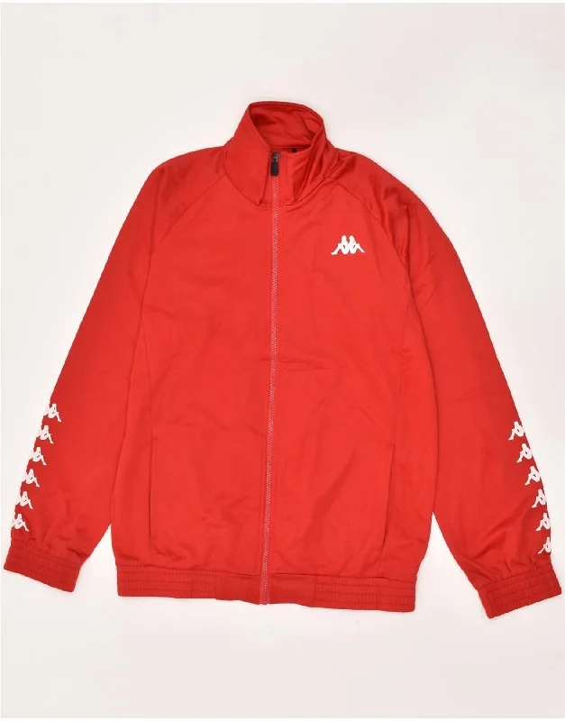 men's casual winter jackets -KAPPA Boys Graphic Tracksuit Top Jacket 15-16 Years Red