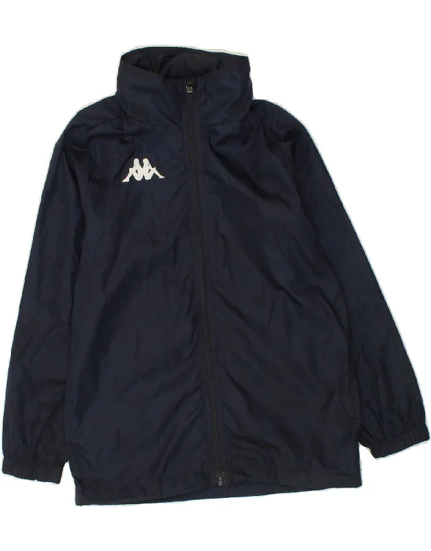 men's athletic jackets for running -KAPPA Boys Hooded Rain Jacket 7-8 Years Navy Blue