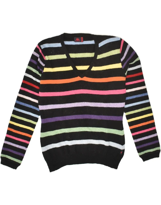 men's stylish knit pullovers -KAPPA Girls Slim V-Neck Jumper Sweater 15-16 Years XL Multicoloured