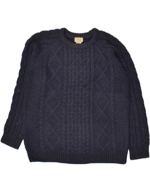 men's formal sweaters -L.L.BEAN Boys Crew Neck Jumper Sweater 13-14 Years Large Navy Blue