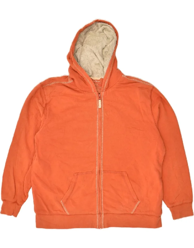 men's chunky knit sweaters -L.L.BEAN Boys Zip Hoodie Sweater 15-16 Years XL Orange Cotton