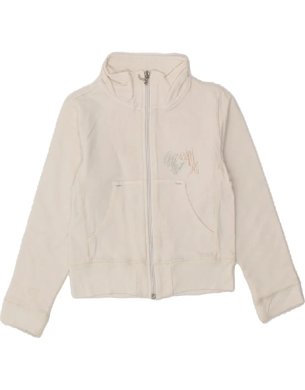 men's running jackets -LEE Girls Graphic Tracksuit Top Jacket 7-8 Years XS Off White