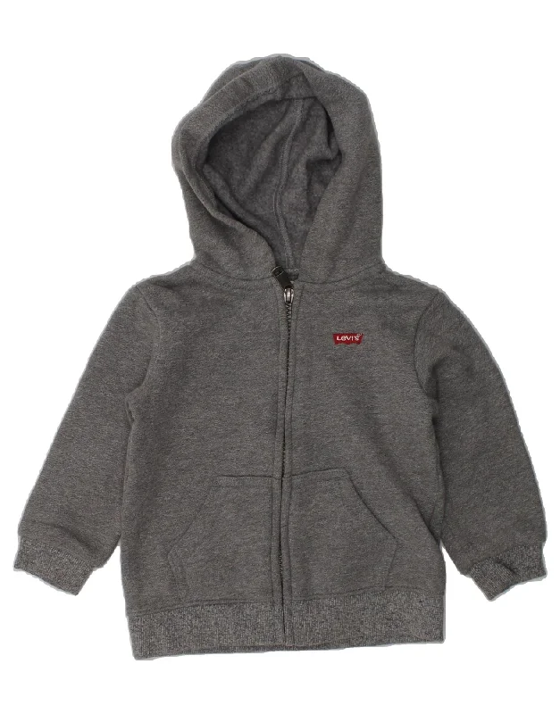 men's breathable cotton sweaters -LEVI'S Baby Boys Zip Hoodie Sweater 12-18 Months Grey Cotton