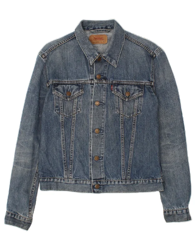 men's trench coats -LEVI'S Girls Crop Denim Jacket 13-14 Years Large Blue Cotton