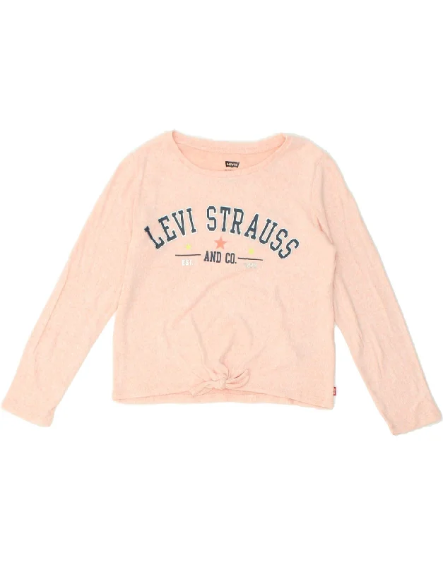 men's formal sweaters -LEVI'S Girls Crop Graphic Crew Neck Jumper Sweater 13-14 Years Pink