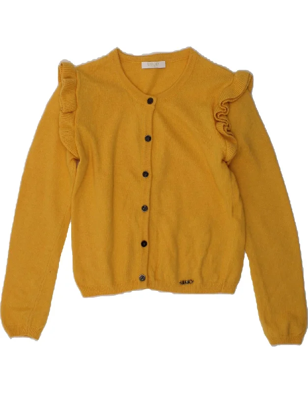 men's fleece sweaters -LIU JO Girls Cardigan Sweater 5-6 Years Yellow Cotton