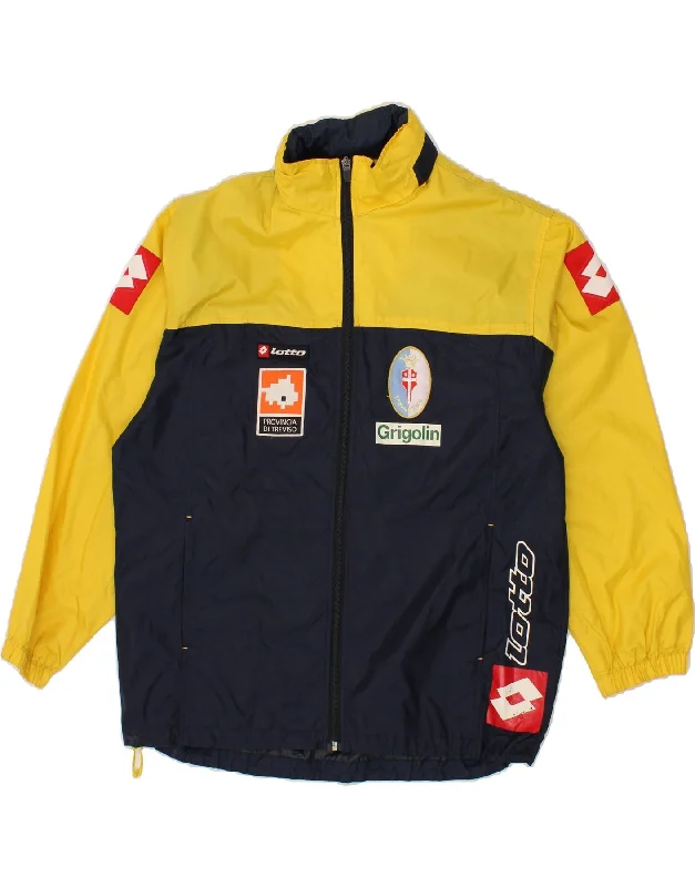 men's sporty zip-up jackets -LOTTO Boys Graphic Hooded Rain Jacket 15-16 Years XL Yellow Colourblock