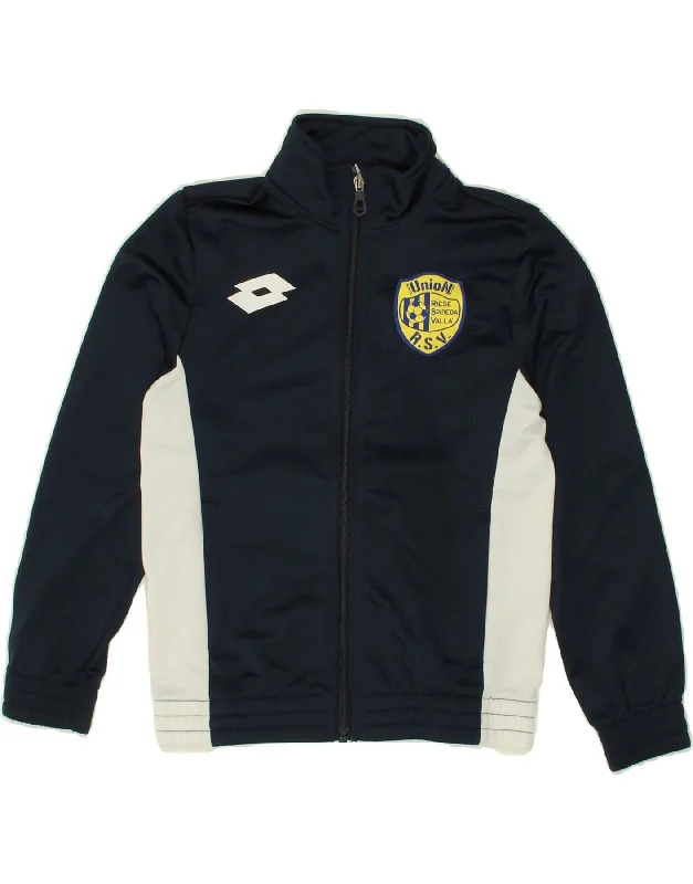 men's slim-fit jackets -LOTTO Boys Graphic Tracksuit Top Jacket 7-8 Years XS Navy Blue Colourblock