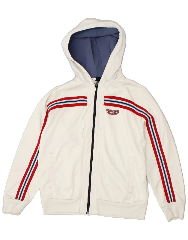 men's stylish sweaters -LOTTO Boys Graphic Zip Hoodie Sweater 11-12 Years Off White Polyester