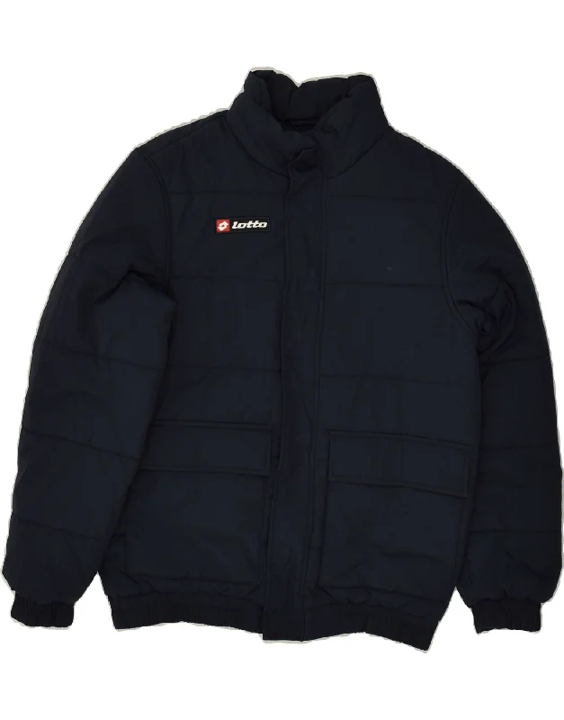 men's athletic jackets for running -LOTTO Boys Padded Jacket 13-14 Years Large Navy Blue Nylon