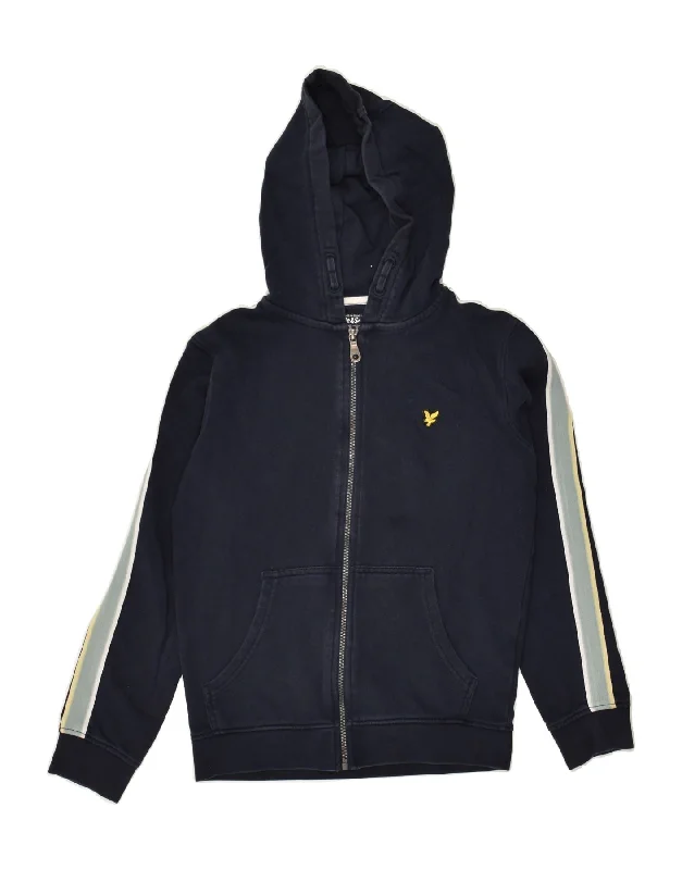 men's stylish sweaters -LYLE & SCOTT Boys Zip Hoodie Sweater 12-13 Years Navy Blue Cotton