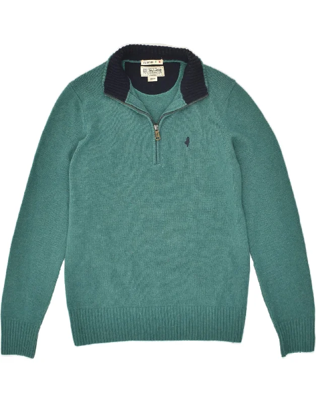 men's knitted sweaters -MARLBORO CLASSICS Boys Zip Neck Jumper Sweater 15-16 Years Medium Blue