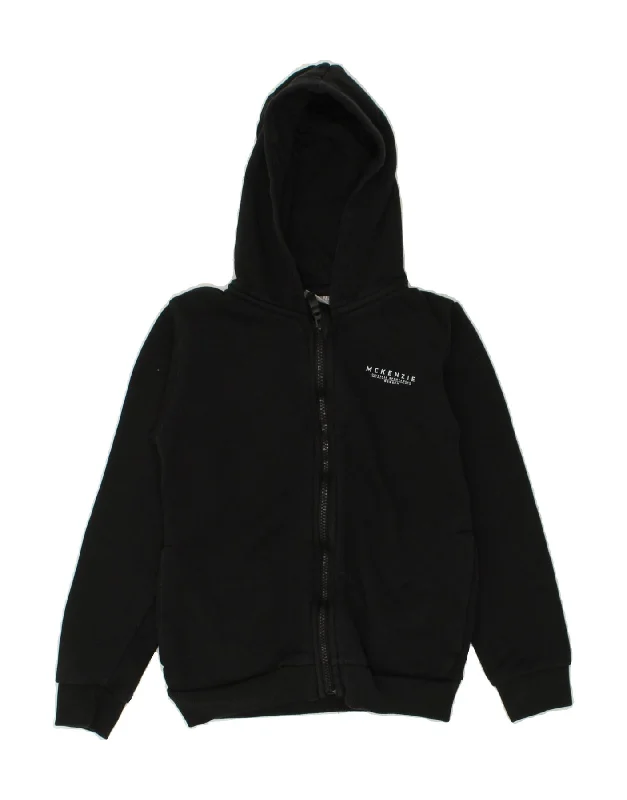 men's outdoor wool sweaters -MCKENZIE Boys Graphic Zip Hoodie Sweater 10-11 Years Black Cotton