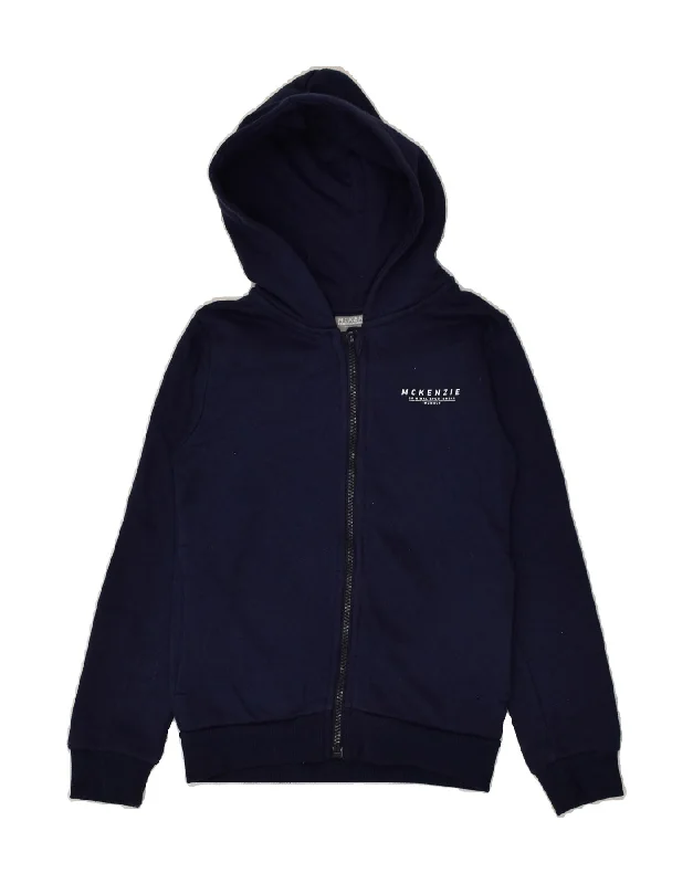 men's comfortable sweaters -MCKENZIE Boys Zip Hoodie Sweater 8-9 Years Navy Blue Cotton