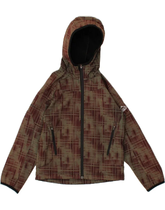 men's running jackets -MCKINLEY Boys Graphic Hooded Windbreaker Jacket 9-10 Years Khaki Geometric