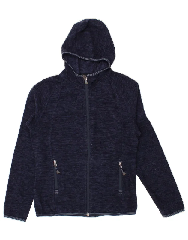 men's softshell jackets -MCKINLEY Boys Hooded Fleece Jacket 11-12 Years Navy Blue Flecked Polyester