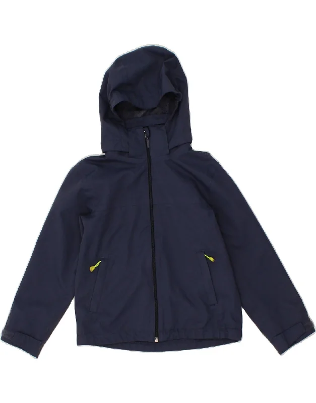 men's padded jackets -MCKINLEY Boys Hooded Rain Jacket 7-8 Years Navy Blue Polyester