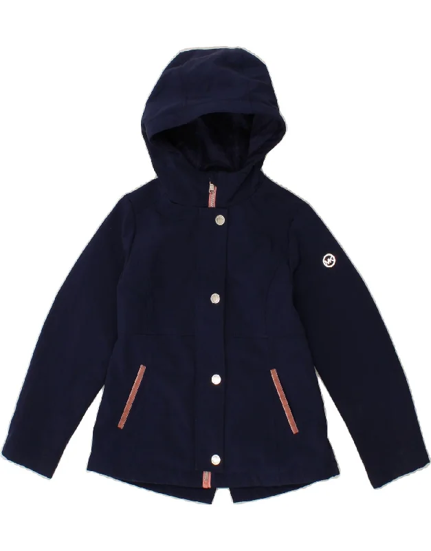 men's puffer jackets -MICHAEL KORS Girls Hooded Windbreaker Jacket 5-6 Years Navy Blue Polyester