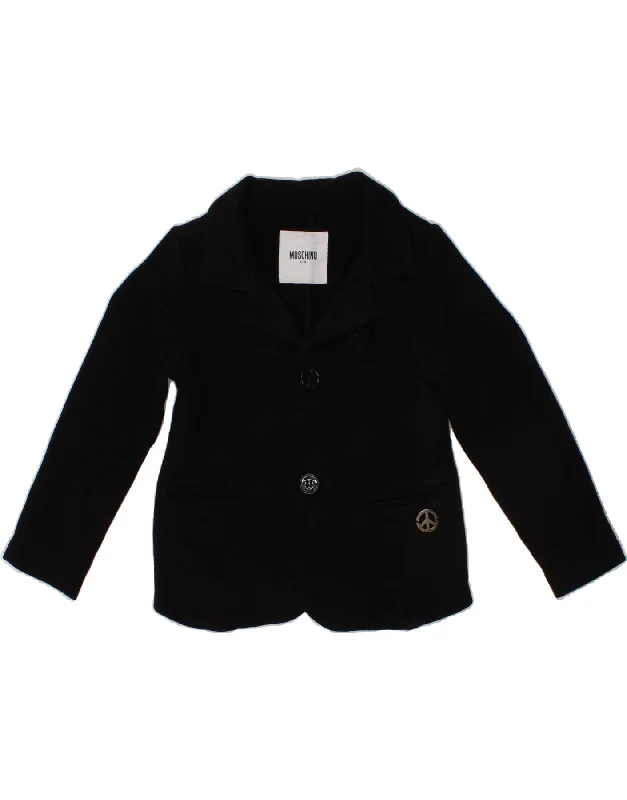 men's softshell jackets -MOSCHINO Baby Boys 2 Button Blazer Jacket 18-24 Months Black Cotton