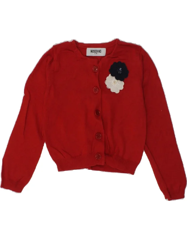 men's v-neck sweaters -MOSCHINO Baby Girls Cardigan Sweater 18-24 Months Red Cotton