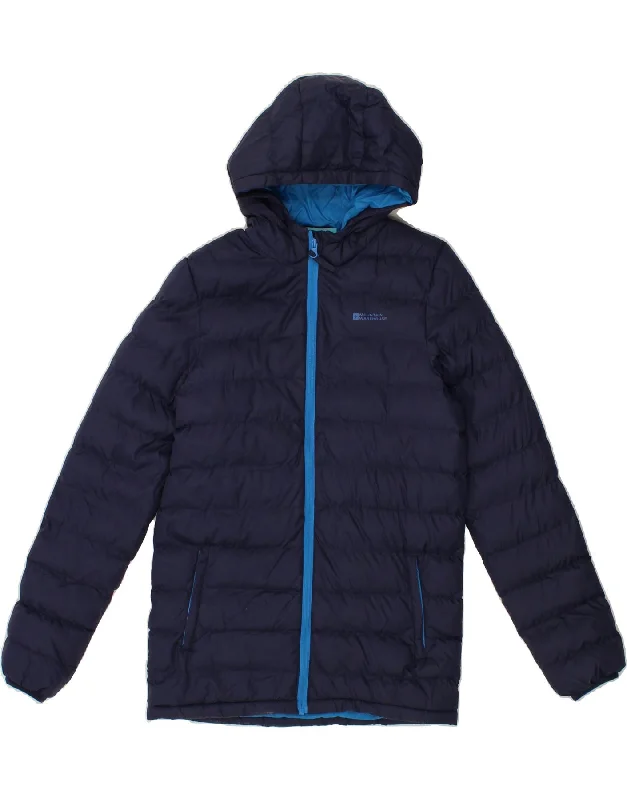 men's functional jackets -MOUNTAIN WAREHOUSE Boys Hooded Padded Jacket 12-13 Years Navy Blue