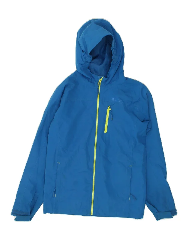 men's slim fit leather jackets -MOUNTAIN WAREHOUSE Boys Hooded Rain Jacket 12-13 Years Blue Polyester