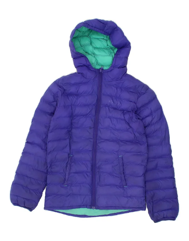 men's trendy jackets for winter -MOUNTAIN WAREHOUSE Girls Hooded Padded Jacket 11-12 Years Blue Nylon