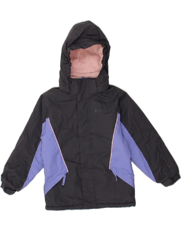 men's down jackets -MOUNTAIN WAREHOUSE Girls Hooded Ski Jacket 7-8 Years Grey Colourblock