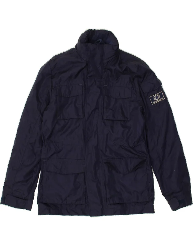 men's casual blazers -MURPHY & NYE Boys Hooded Utility Jacket 11-12 Years Navy Blue Polyester