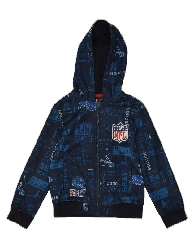 men's breathable wool sweaters -NHL Boys Graphic Zip Hoodie Sweater 8-9 Years Navy Blue Polyester