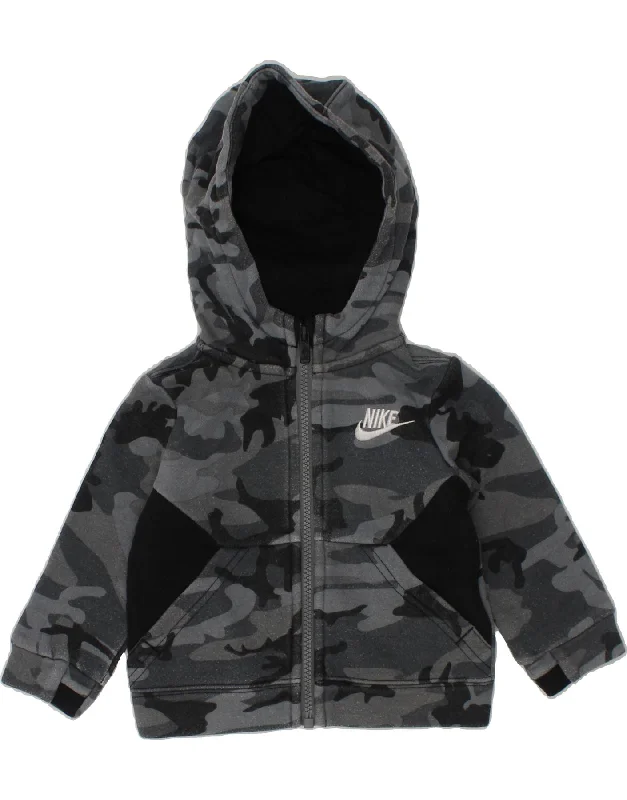 men's classic v-neck sweaters -NIKE Baby Boys Zip Hoodie Sweater 12-18 Months Grey Camouflage Cotton