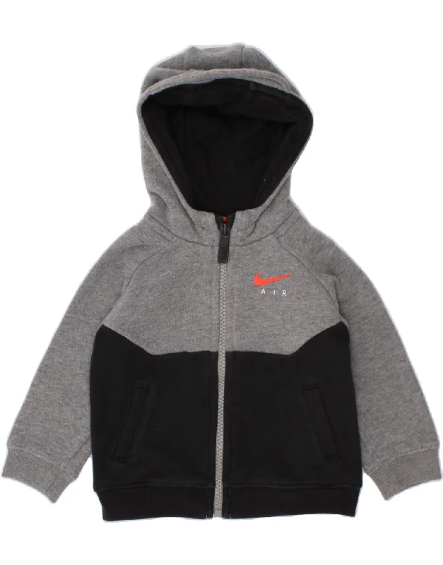 men's classic v-neck sweaters -NIKE Baby Boys Zip Hoodie Sweater 6-9 Months Grey Colourblock Cotton