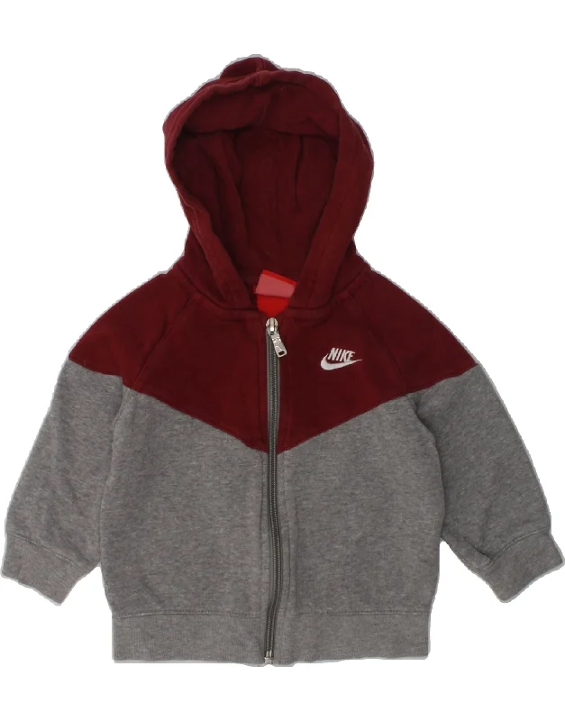 men's sweater vest -NIKE Baby Boys Zip Hoodie Sweater 9-12 Months Grey Colourblock Cotton