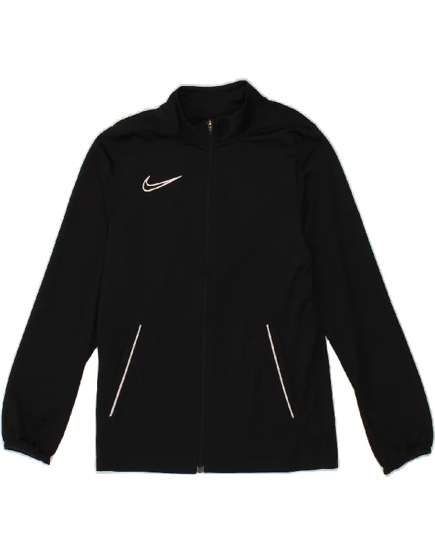 men's travel jackets -NIKE Boys Dri Fit Graphic Tracksuit Top Jacket 10-11 Years Medium Black