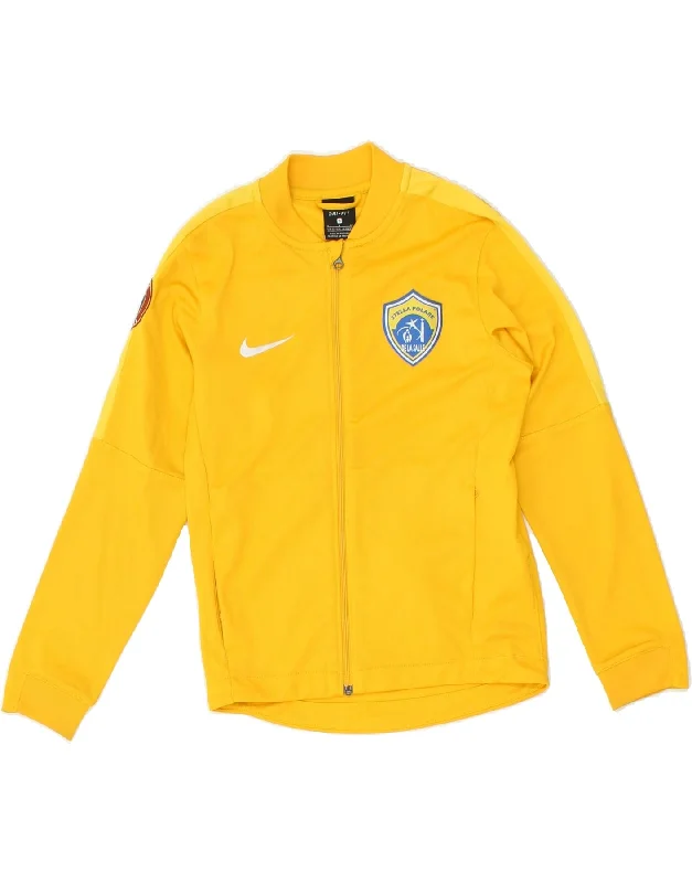 men's windbreakers -NIKE Boys Dri Fit Tracksuit Top Jacket 9-10 Years Small Yellow Polyester