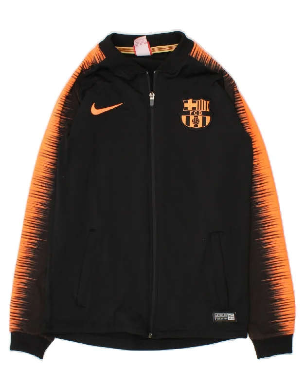 men's thermal jackets -NIKE Boys FCB Tracksuit Top Jacket 13-14 Years Black Colourblock Polyester