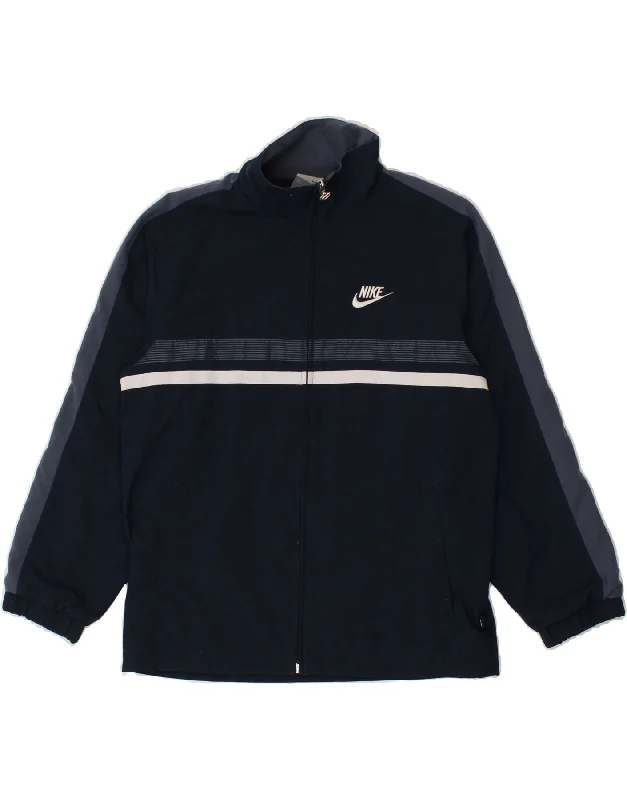 men's hooded jackets -NIKE Boys Graphic Tracksuit Top Jacket 10-11 Years Medium Navy Blue