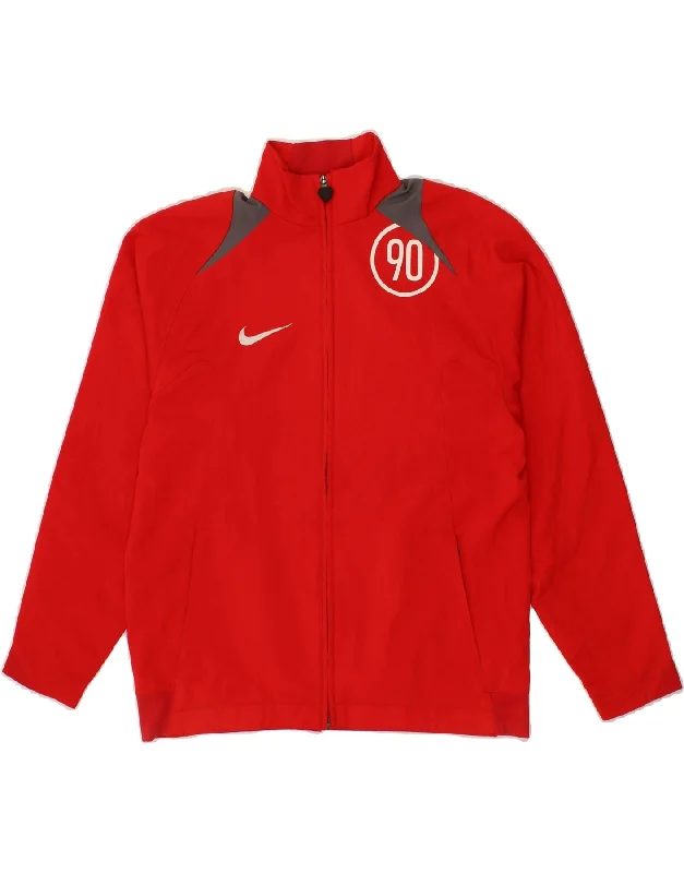 men's padded jackets -NIKE Boys Graphic Tracksuit Top Jacket 10-11 Years Medium Red Polyester