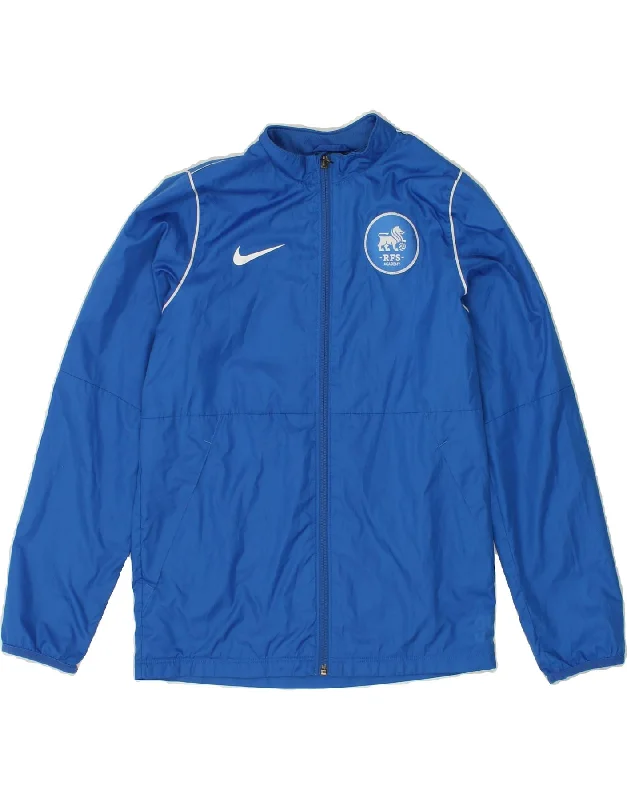 men's classic bomber jackets -NIKE Boys Graphic Tracksuit Top Jacket 12-13 Years Large Blue Polyester