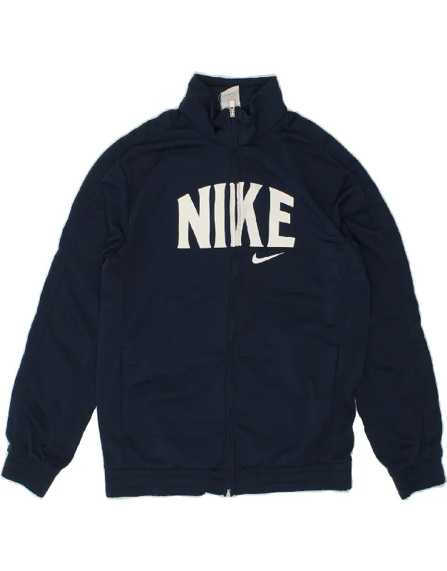 men's trench coats for winter -NIKE Boys Graphic Tracksuit Top Jacket 13-14 Years XL Navy Blue Polyester