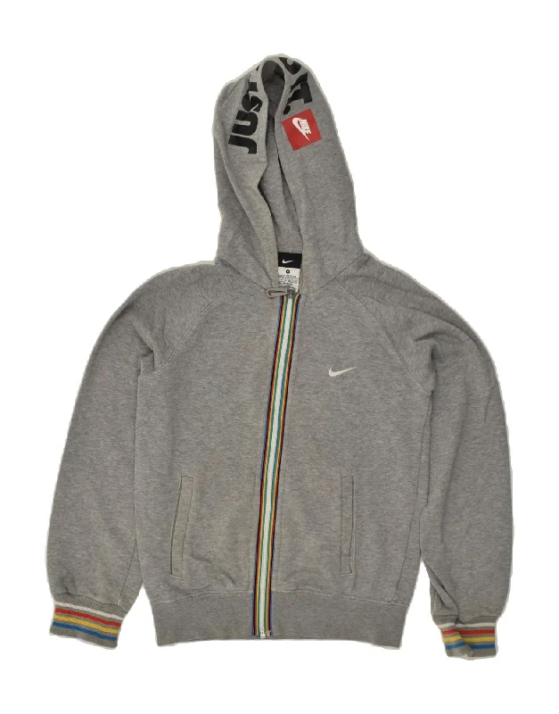 men's lightweight pullover sweaters -NIKE Boys Graphic Zip Hoodie Sweater 10-11 Years Medium  Grey Cotton