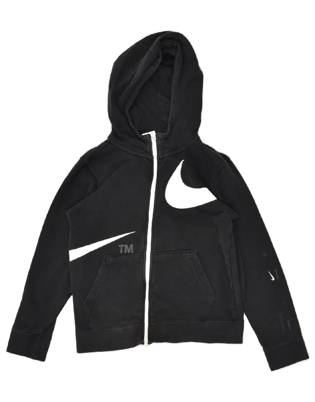 men's warm cardigans -NIKE Boys Graphic Zip Hoodie Sweater 12-13 Years Large  Black Cotton