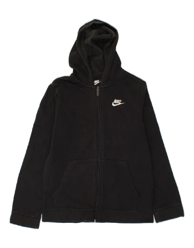 men's warm sweaters for winter -NIKE Boys Standard Fit Zip Hoodie Sweater 12-13 Years Large Black Cotton