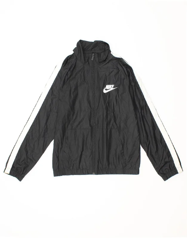 men's fleece-lined jackets -NIKE Boys Tracksuit Top Jacket 12-13 Years Large Black Polyester