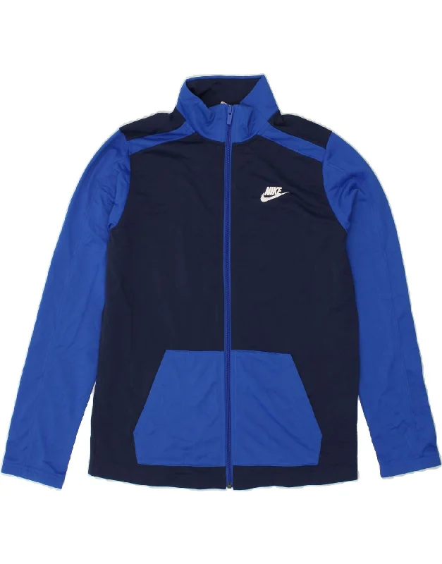 men's heavy insulated jackets -NIKE Boys Tracksuit Top Jacket 13-14 Years XL  Blue Colourblock Polyester