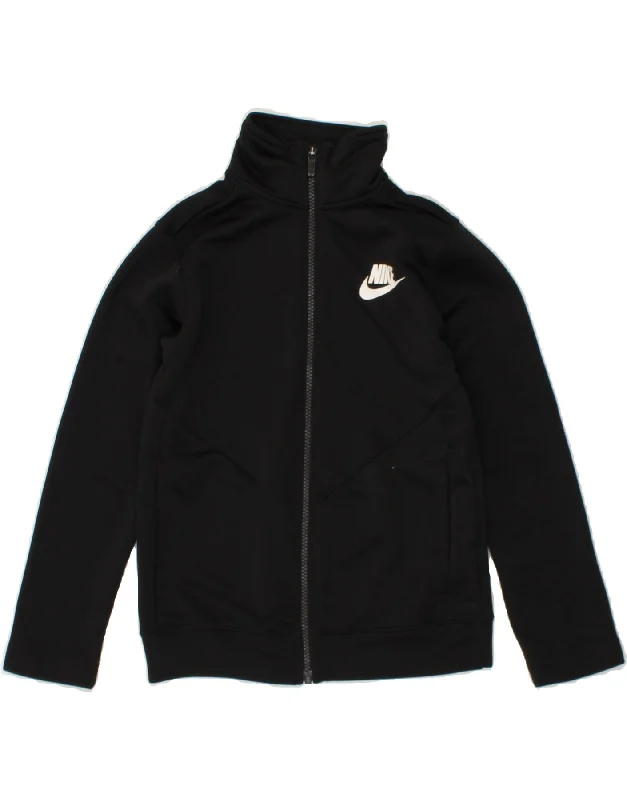 men's high-quality jackets -NIKE Boys Tracksuit Top Jacket 8-9 Years Black Polyester